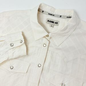 Rank 45 Women's White Large Textured Long Sleeve Pearl Snap Western Riding Shirt